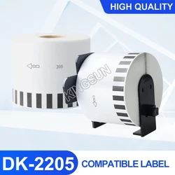 Papier blanc pour imprimante d'étiquettes DK 2205, 2 rouleaux, Compatible avec Brother DK2205 DK22205 