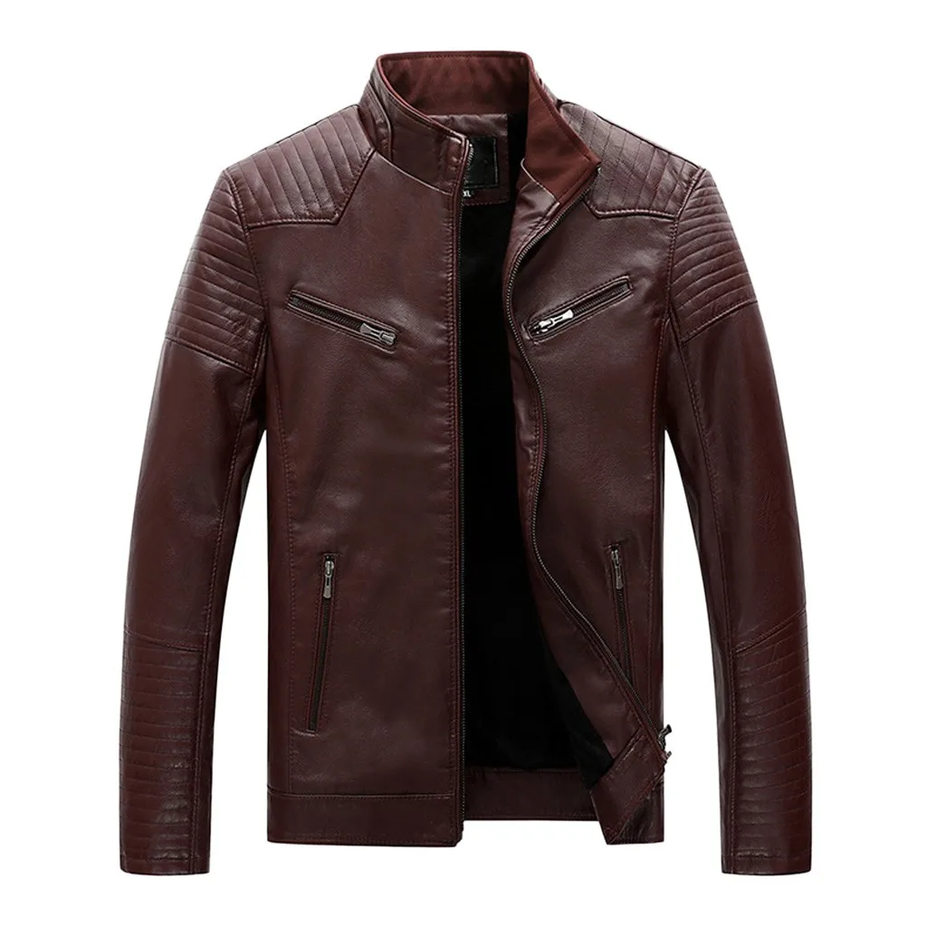 Discount Mens Leather Jackets Fall Winter Coat Men Faux Coats Biker Motorcycle Male Classic Jacket Top Quality Plus Size 3XL 9.25
