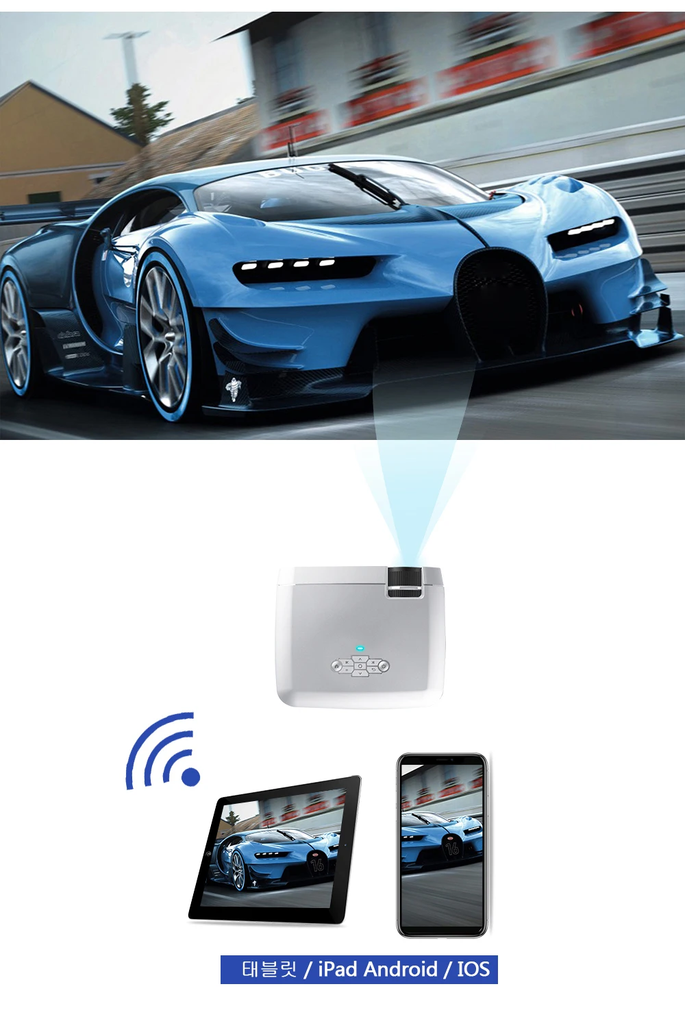 Aon светодиодный мини-проектор D40W, видеопроектор для домашнего кинотеатра. 1600 люмен, поддержка HD, беспроводной синхронизация дисплея для iPhone/Android телефона