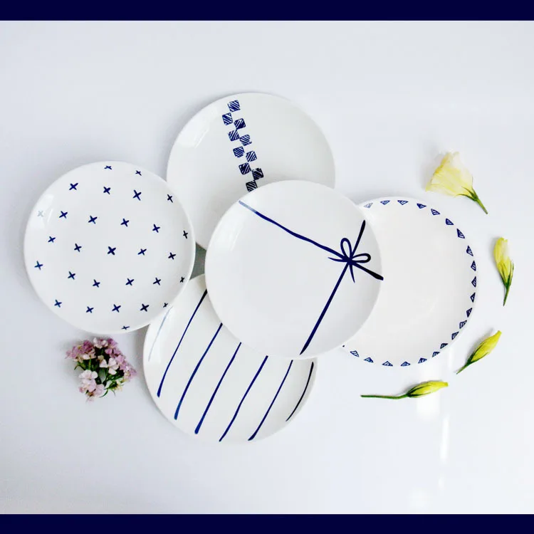 Northern European-Style Plates Creative Breakfast Plate Ceramic Cake Plate Steak 8-Inch round Plates Japanese Style Plate Simple