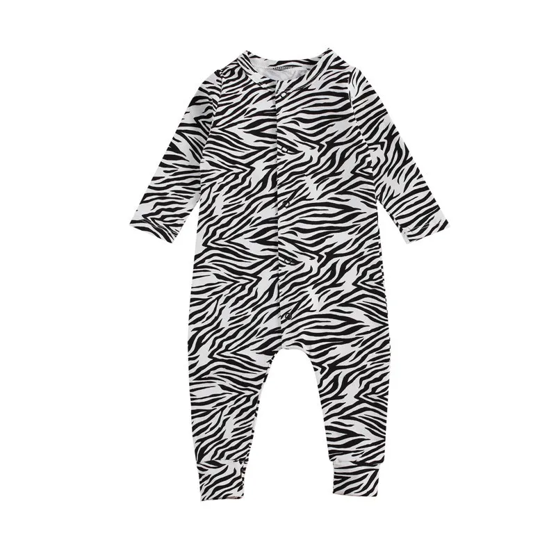 

2020 Newborn Baby Zebra Pattern Cotton Jumpsuit Boys And Girls Polka Dot Long Sleeve Round Neck Button Placket Rompers
