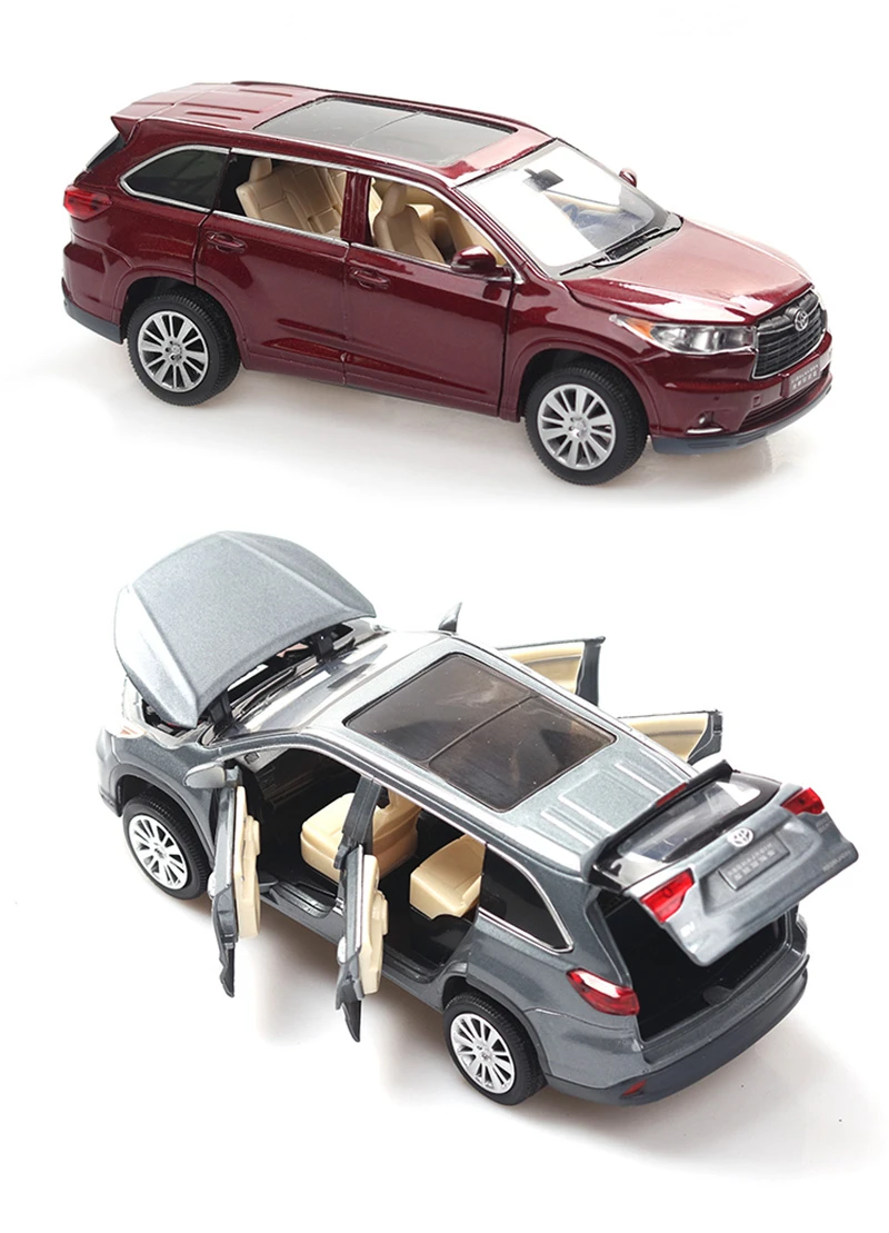 Аксессуары для украшения автомобиля, 1:32 Toyota Highlander, роскошная литая модель из сплава, украшение интерьера, аксессуары, подарки для детей