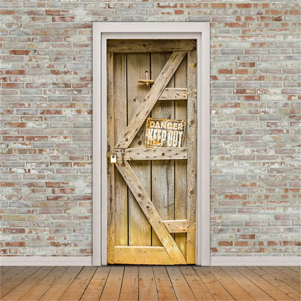 Обои для двери библиотеки виниловые DIY самоклеющиеся водонепроницаемый плакат ретро деревянные наклейки домашний декор настенные наклейки deur sticker - Цвет: DM020