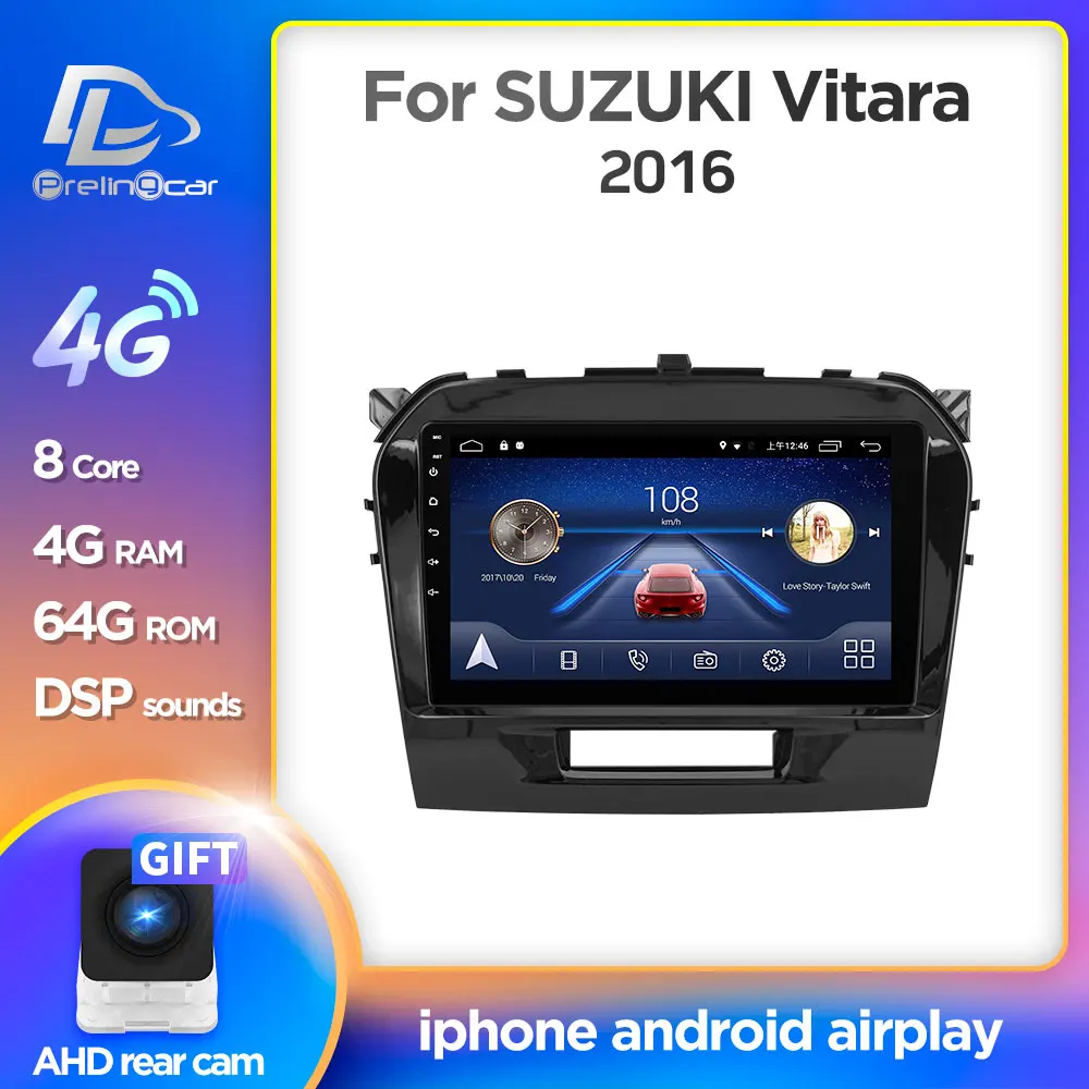 Prelingcar Android 10 0 для Suzuki vitara 2016 автомобильное радио мультимедийный видеоплеер GPS