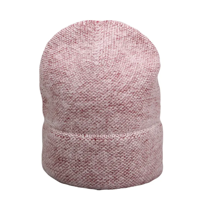 Женская вязаная шапка из Ангорского кроличьего меха, утолщенная теплая шапка на каждый день, для офиса, отдыха, спорта, на открытом воздухе, шапка карнизов, трендовая, зимняя, дикая