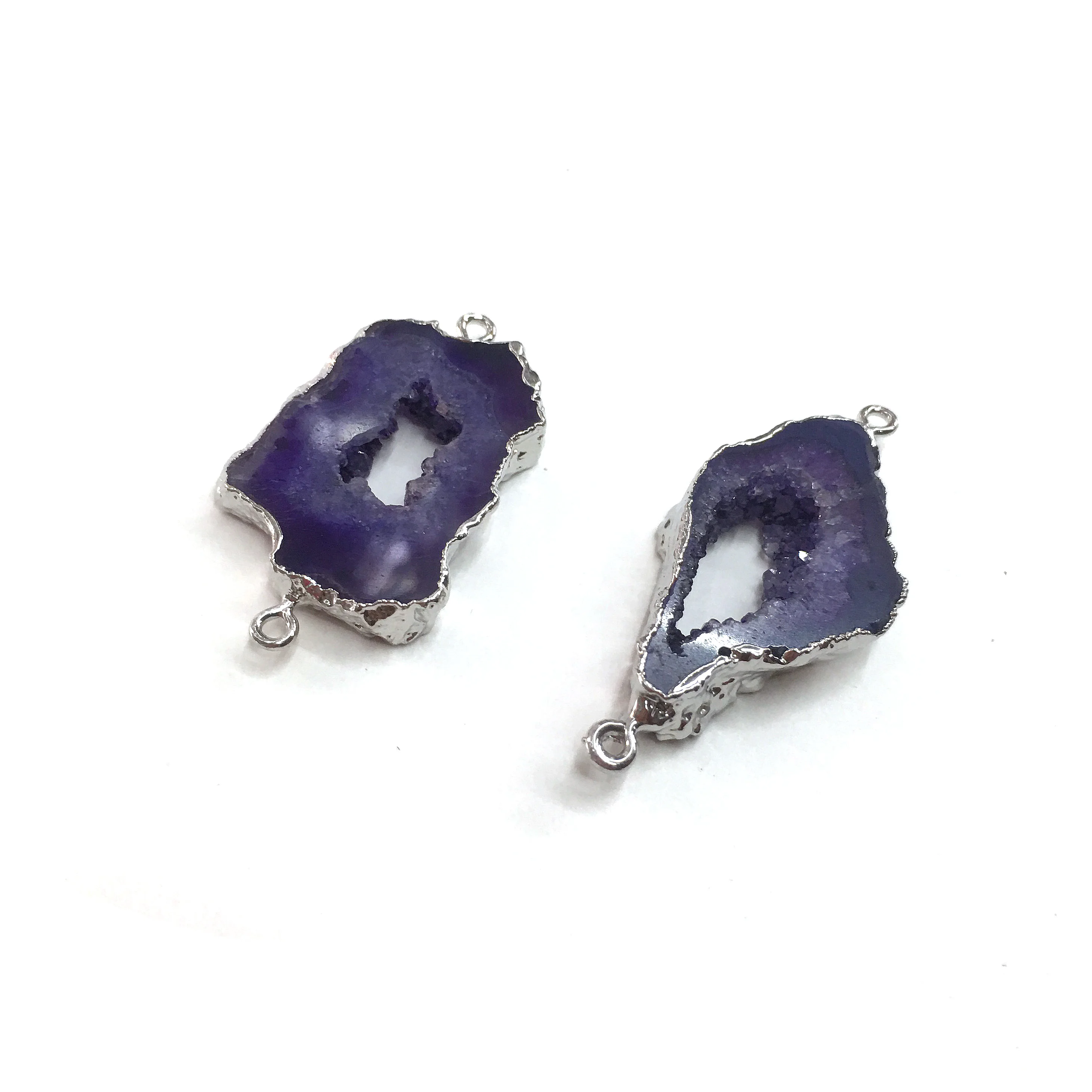 

Natural Stone Connector Irregular Purple Slice Agates Two Holes Edging Charms For Jewelry Making Bracelet Necklace Accessories