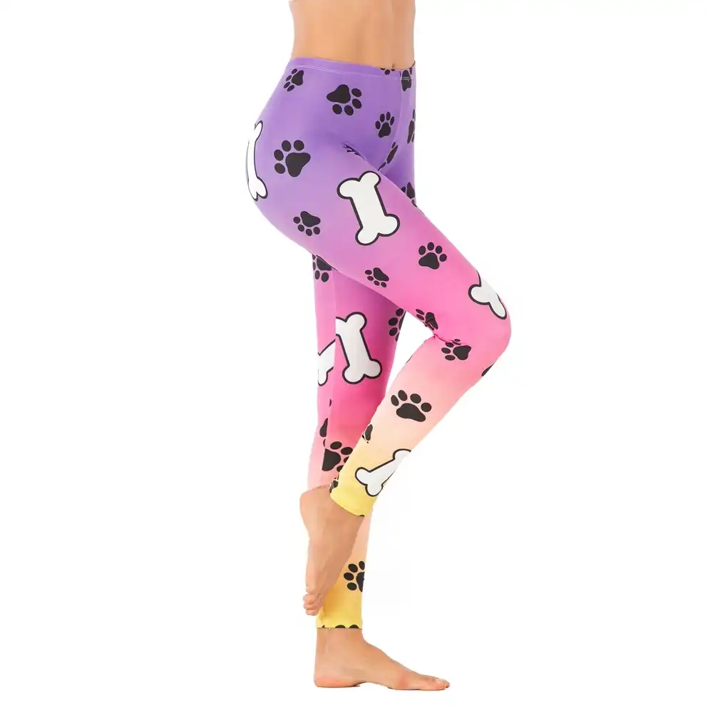 Legging De Moda Para Mujer Leggings Ajustados De Cintura Alta Con Estampado De Perro Morado Degradado Color Degradado Leggings Para Mujer Pantalones De Fitness Aliexpress