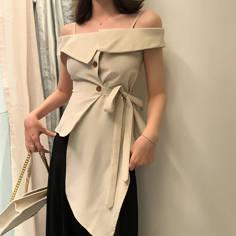 Женская блузка со шнуровкой Runways черная или хаки Повседневная Блузка с открытыми