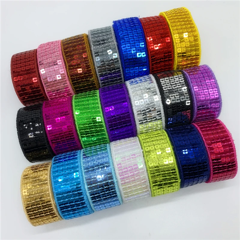 Lace Ribbon Lace Sewing Supplies Lace Sewing Accessories 25mm Sequins Ribbon Lace Trim Sequin Sewing Fabric For Dress Clothes Headdress Bridal Wedding 2y/5Yards/Lot