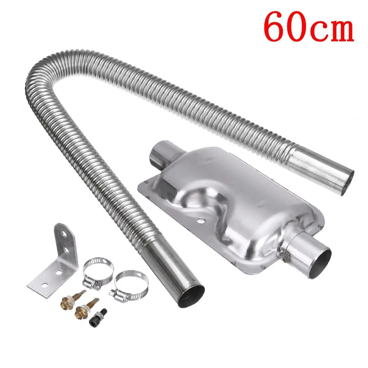 Auto Camion Aria Diesel Riscaldatore Serbatoio Tubo di scarico Tubo del riscaldatore di parcheggio 25mm Diametro 600mm Lunghezza in Acciaio Inox(2 Morsetti