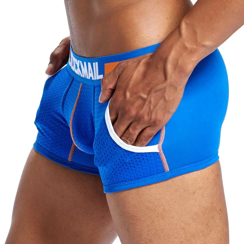 JOCKMAIL, Брендовое нижнее белье, мужские боксеры, сетка, u-образный мешочек, сексуальные подштанники, Cueca, хлопковые трусы, боксерские шорты для геев, мужские трусы