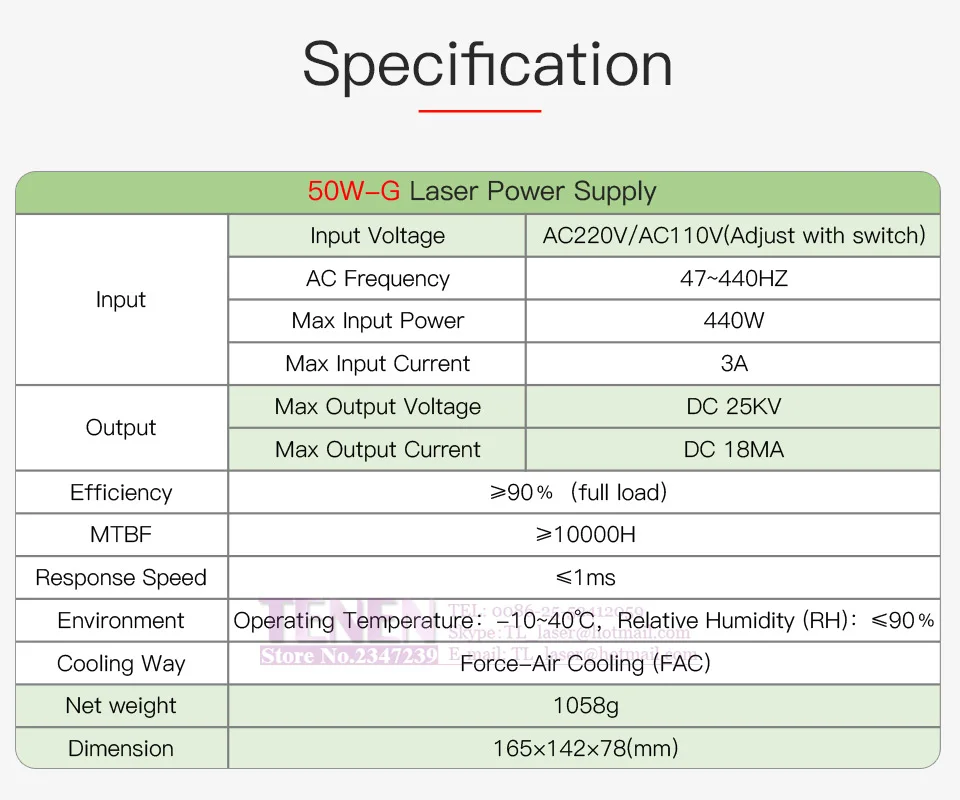 50W-G MYJG-50 45 Вт, 50 Вт, ручная сборка CO2 лазерный Питание 110V 220V универсальный блок питания Co2 лазерный источник для лазерная резка, гравировальный станок