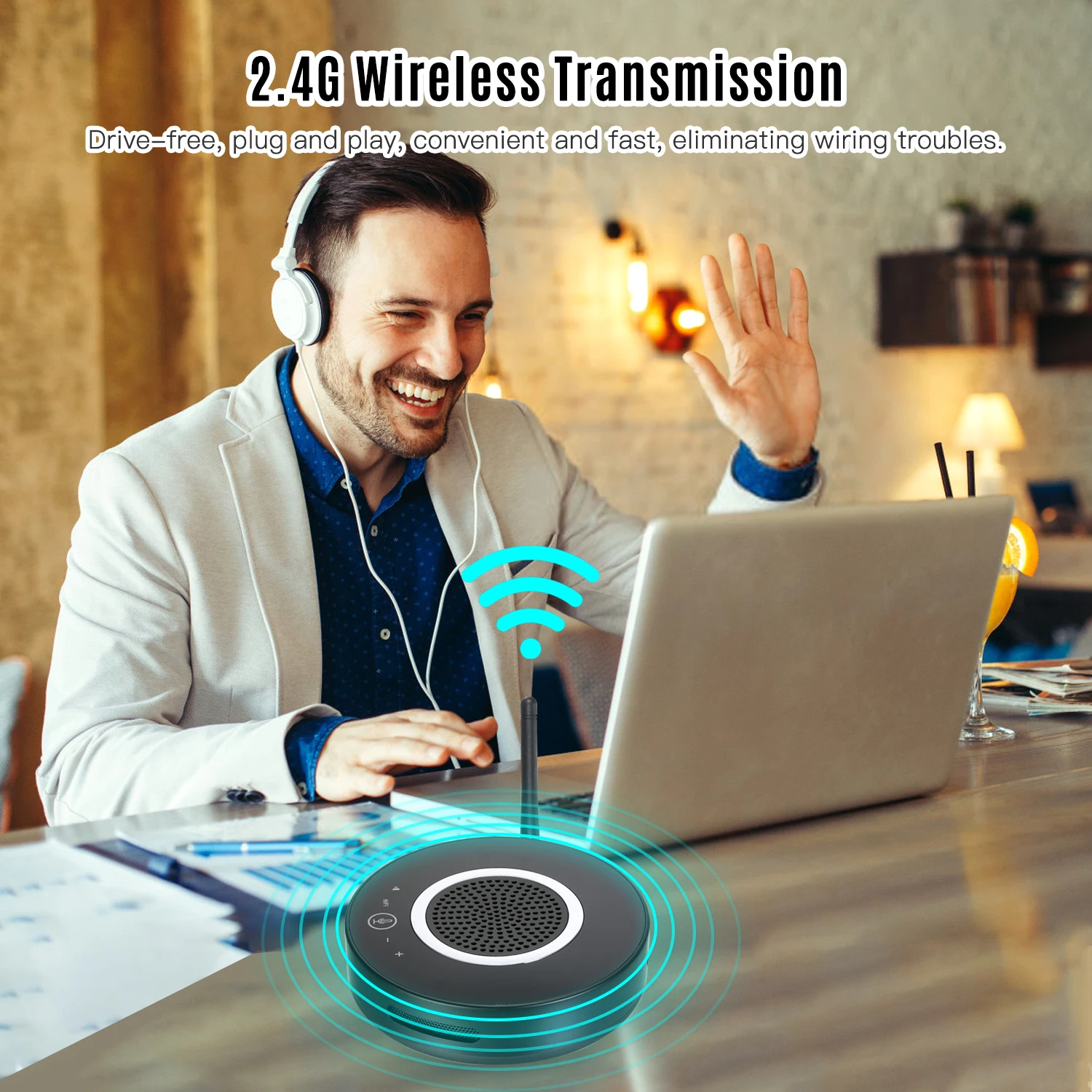 Беспроводной конференц микрофон Aibecy 2 4G всенаправленный громкоговоритель 6