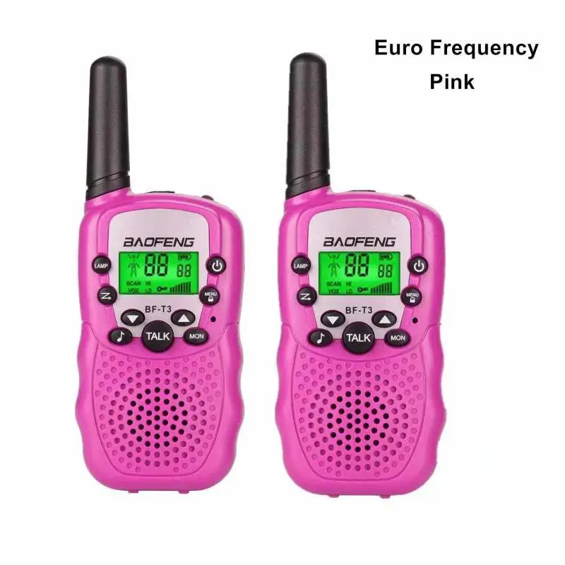 PINK Euro 2 шт. Baofeng BF-T3 мини любительские рации радио для детей мини ручной T3 беспроводной двухстороннее радио детская игрушка Woki Toki - Цвет: PINK Euro
