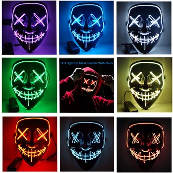 

Neon Mask LED Light Up Party Masks The Purge Election Year Great Funny Masks Festival Cosplay Costume Supplies Glow In Dark