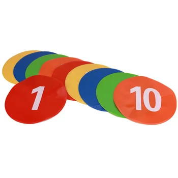 

10 Pcs 1-10 Reusable Football Markers Number Printed Soccer Training Sign Roadblock Plate Marker Pad for Indoor Outdoor