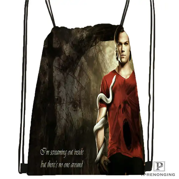 Drawstring Backpack Пользовательские Дин и Сэм сверхъестественная походная сумка на шнурке милый рюкзак для детей(черная спинка) 31x40 см#180531-04-30 - Цвет: Drawstring Backpack
