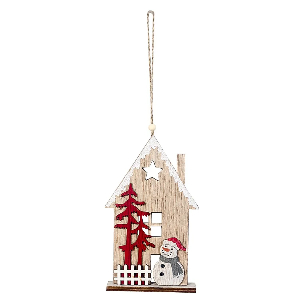 10# дом в форме рождественской елки подвесной кулон деревянный маленький подвесной орнамент - Цвет: Yellow