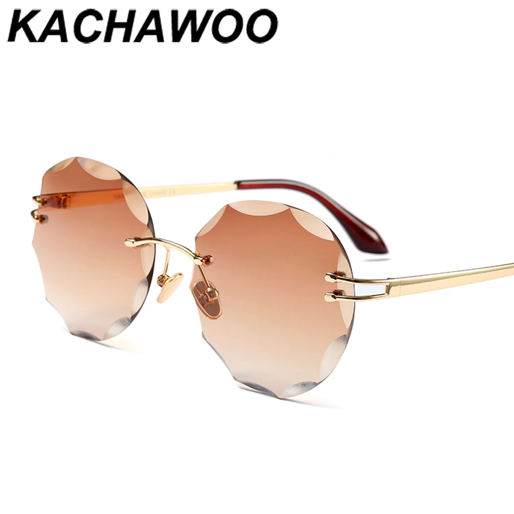 Женские круглые солнцезащитные очки Kachawoo металлические коричневые синие желтые