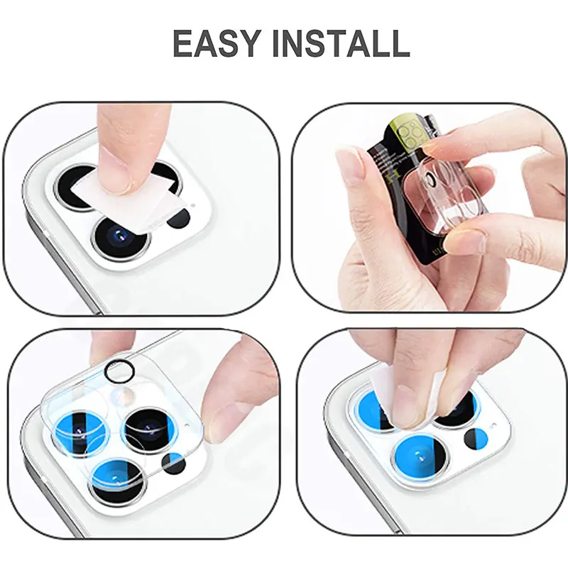 3Pcs Full Cover Camera Lens Protector on For iPhone 12 13 Pro Max Mini Tempered Glass For iPhone 11 Pro Max XR Camera Protector 4