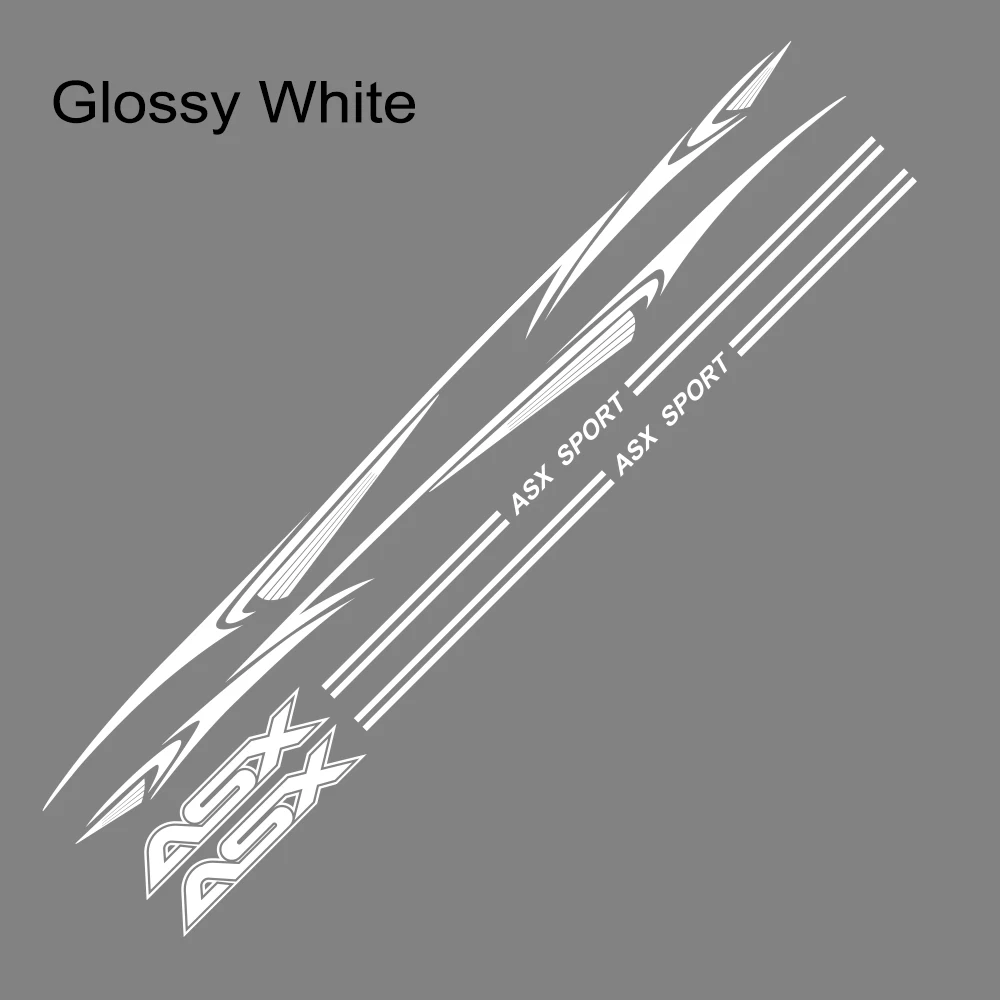 Glossy White 1 Набор забавных автомобильных наклеек для Mitsubishi ASX, светоотражающие автомобильные дверные боковые юбки, декоративные виниловые автомобильные наклейки и наклейки, аксессуары - Название цвета: Glossy White