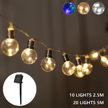 

10/20 LED Garden Solar Light Clear LED Bulbs Solar String Light Retro Glass Lamp for Outdoor Party Christmas Wedding Decor Light