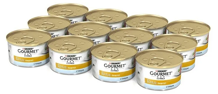 Корм влажный Gourmet Гурмэ Голд Паштет для кошек с тунцом, 85 г(12 шт