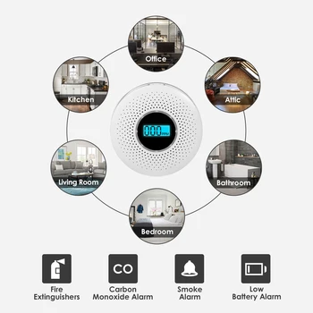 

Combination Smoke and Carbon Monoxide Detector with LCD Display Battery Operated Smoke CO Alarm Detector Home Safety Accessories