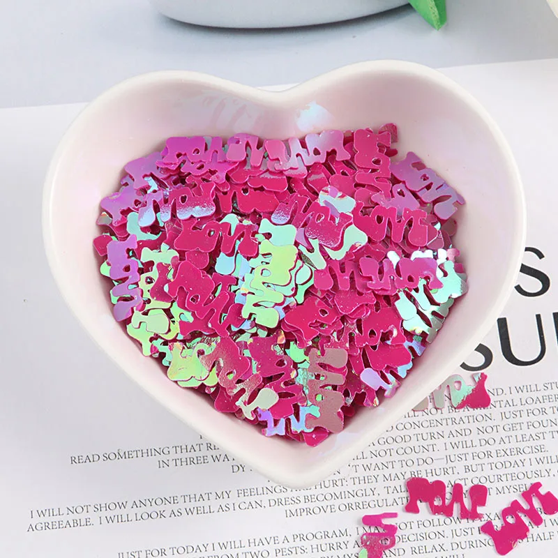 LC/Letter LOVE sequins/15 грамм блестки ПВХ плоские для DIY Изготовление карточек цветная коллекция