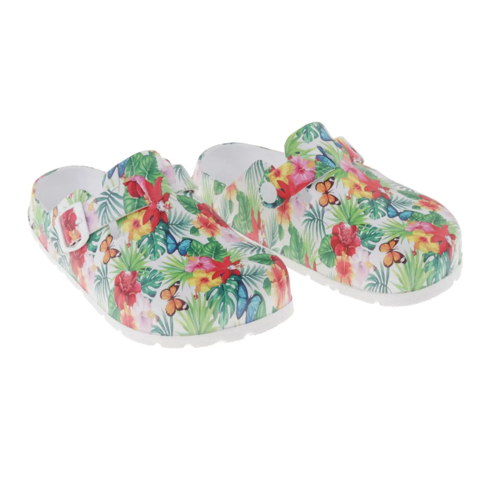 Floral Patterned Nursing Shoes for Women Garden Waterproof Platform Slippers Sandals Nurse Clogs Slip Resistant Work Chef Shoes