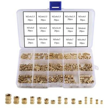 

330pcs M2/M3/M4/M5 Brass Knurled Nuts Gold Part Plastic Storage Box Threaded Insert Fastener Screws Nut Assortment Kit Tool