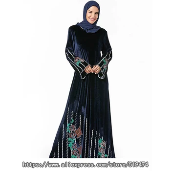 

Vestidos Arabic Velvet Abaya Kaftan Dubai Islamic Hijab Muslim Dress Women Caftan Dresses Robe Turkey Sukienki Tesettur Elbise