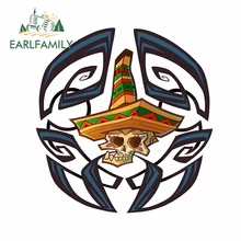 Earlfamily 13cm x 13c para cópia do mexicano mustage crânio adesivos de carro vinil scratch-proof pára-brisa tronco decalque para jdm