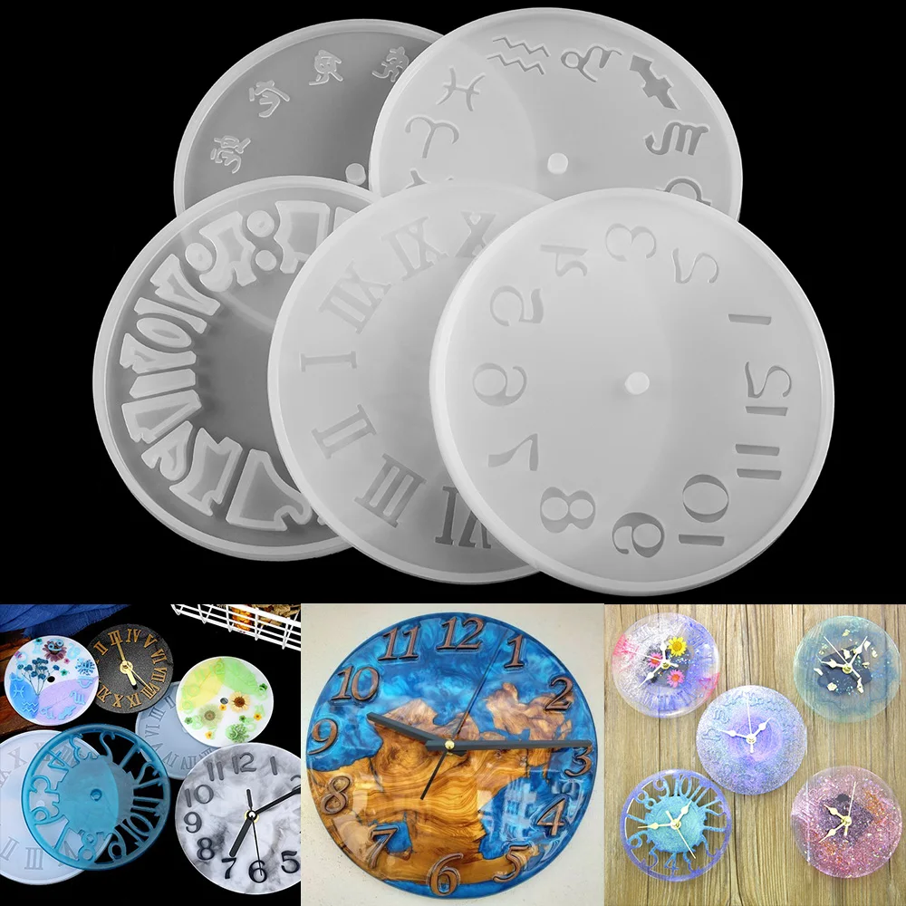 Patelai 4 Pieces Lager Clock Resin Mold Roman Numerals Constellation Arabic  Numerals Clock Silicone Mold for Epoxy Resin DIY Jewelry