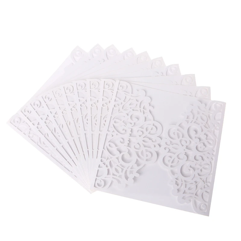  10Pcs Wedding Invitation Cards Kits With Envelopes Seals Personalized Printing D08D - 4.00036E+12