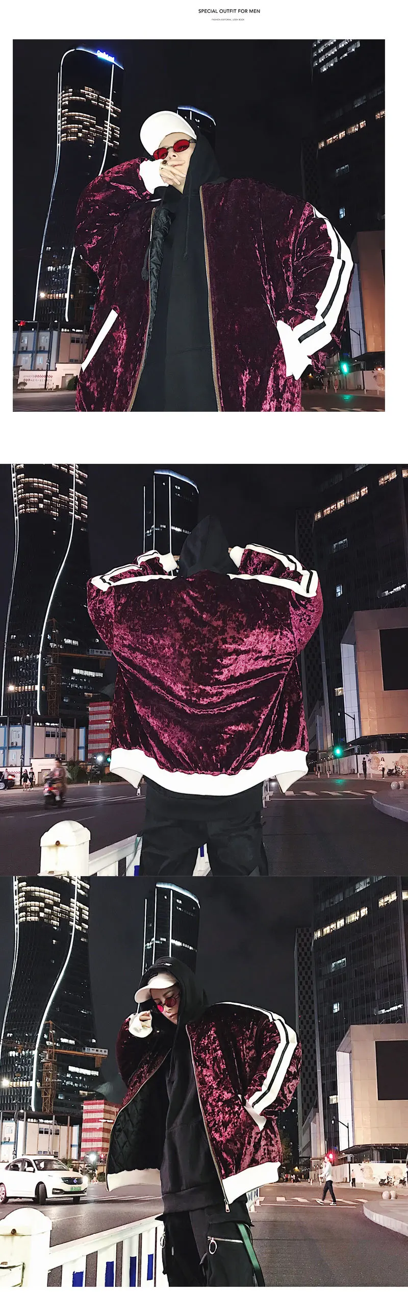 Autumn Winter Male Bright Silk Thickening Increase Cotton Loose Coat Men's Vintage Streetwear Hip Hop Jacket Overcoat Hombres