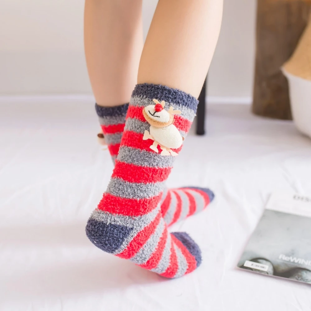 Home Women Girls Soft Bed Floor Socks Fluffy Warm Christmas Sock Cartoon Coral Velvet For Princess Holiday Birthday Gifts Vicky