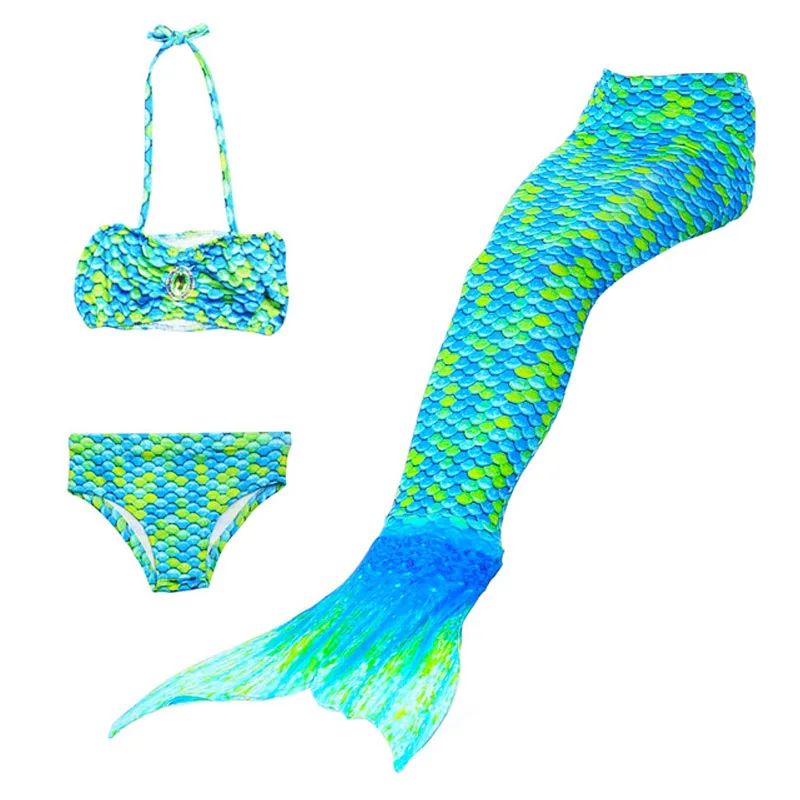 2020 Kids Girls Mermaid Tail with Fin Swimsuit Bikini Bathing Suit Dress for Flipper Monofin Swim Cosplay Costume | Детская одежда и