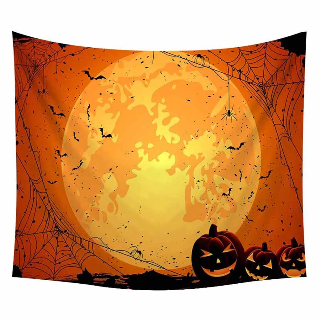 F New High Quality Halloween Tapestry Pumpkins Tree Print Wall Hanging Tapestry Art Home Decoration Drop Shipping - Цвет: F