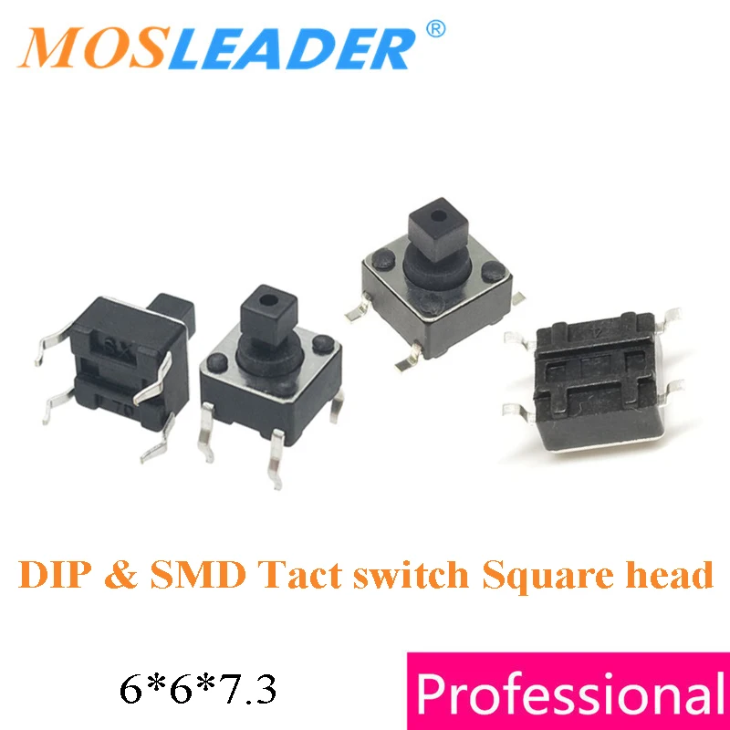 

Mosleader 1000pcs 6*6*7.3mm DIP SMD Tact switch Square head Top 6x6x7.3mm Tact switch Tactile Tact Push Button Micro Switch