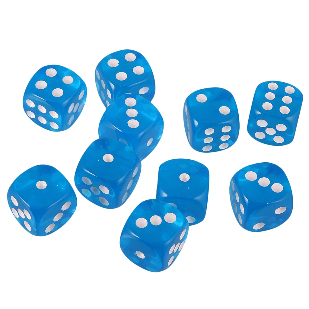 10pcs 16mm Six-sided D6 Dice for Dungeons & Dragons D&D TRPG Dices Party Gambling Dices Game Digital Dices