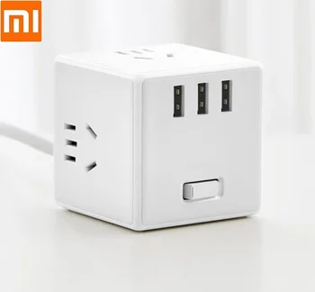 

Xiaomi Rubik's cube socket converter Overload protection 3 USB interface plug Smart fast charging