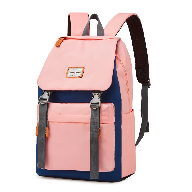 

New middle school student bag female backpack Korean campus hit color polyester student backpack