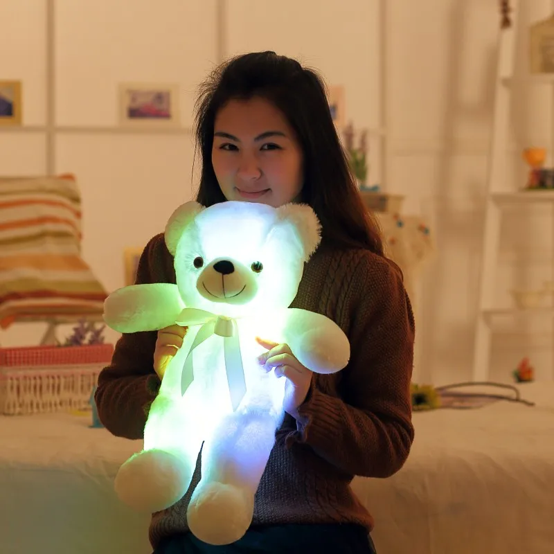 30-80 см Милая музыкальная Люминесцентная плюшевая игрушка плюшевый медведь мягкая заполненная плюшевая подушка для детей Рождественский подарок