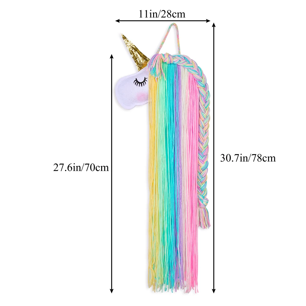 Unicorn Decoration Storage Hanger Girl Bedroom Wall Hanging Headwear Organizing Strip Cute Hair Clips Hairband organization