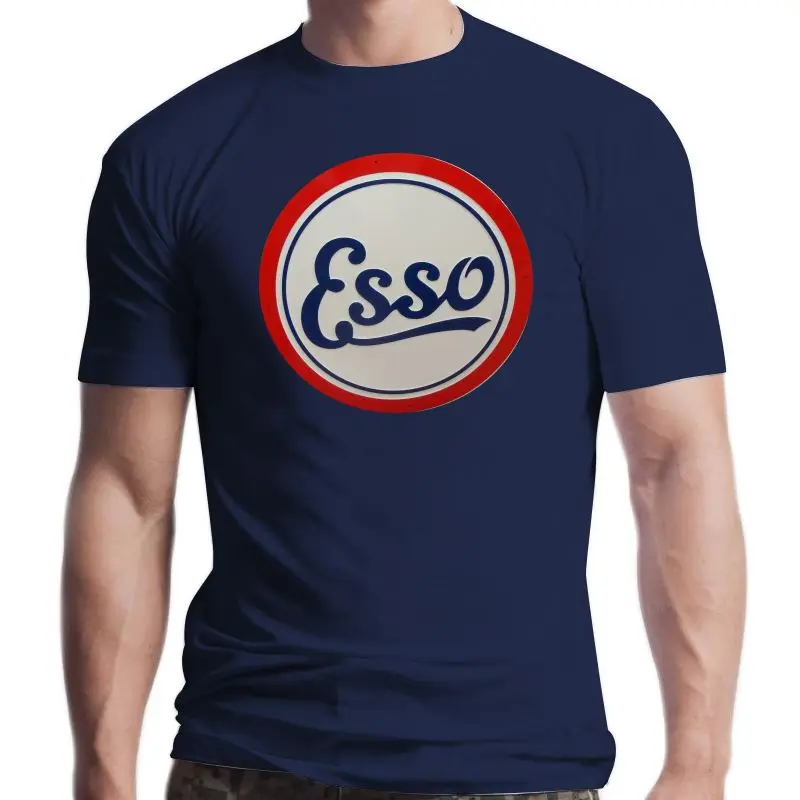 New Esso T-Shirt Motor Sport Oil Tee Racing Touring Can Vintage Tee Black