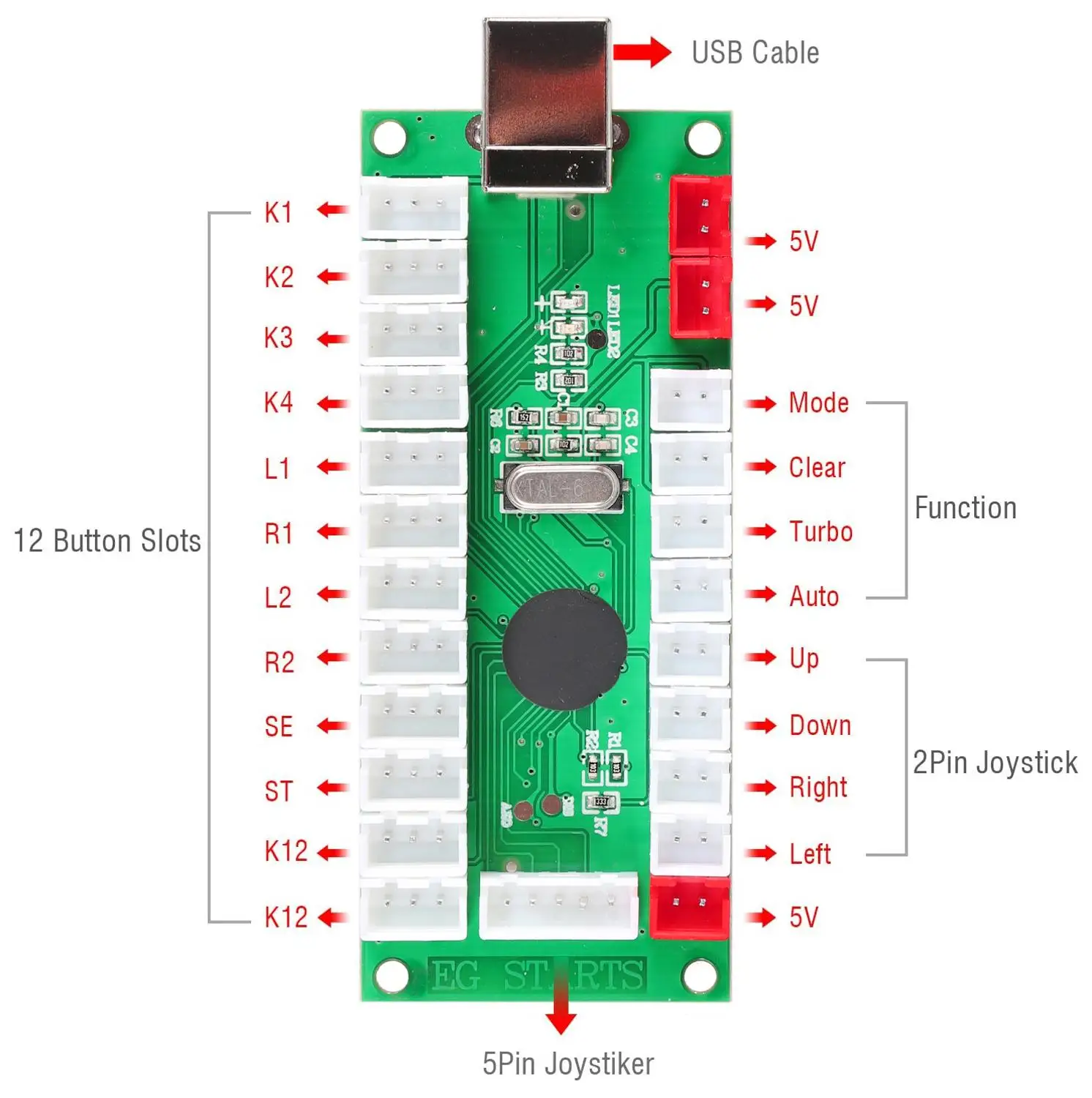 Kit de borne d'arcade 2 joueurs avec joystick et boutons chromés LED, joystick pour jeux Mame Raspberry Pi 2 3 3B