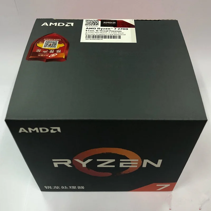 

AMD Ryzen 7 2700 R7 2700 3.2 GHz Eight-Core Sinteen-Thread CPU Processor L3=16M 65W YD2700BBM88AF Socket AM4 New and boxwith fan