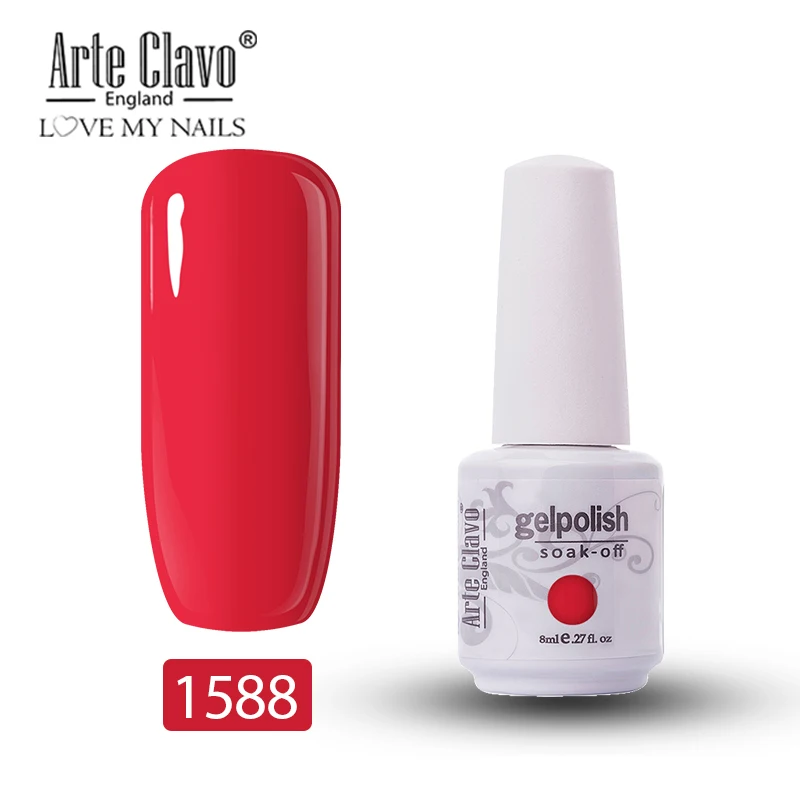 Arte Clavo 8 мл Гель-лак для ногтей набор маникюрный лак Топ Светодиодный УФ-гель лак удаляющийся замачиванием блеск для ногтей гель для украшения лака - Цвет: 1588