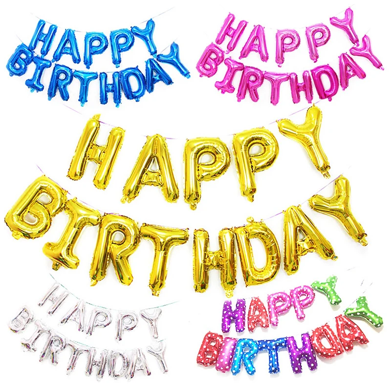 16" Happy Birthday Balloons Letter Foil Birthday Party Supply Banner Decorations